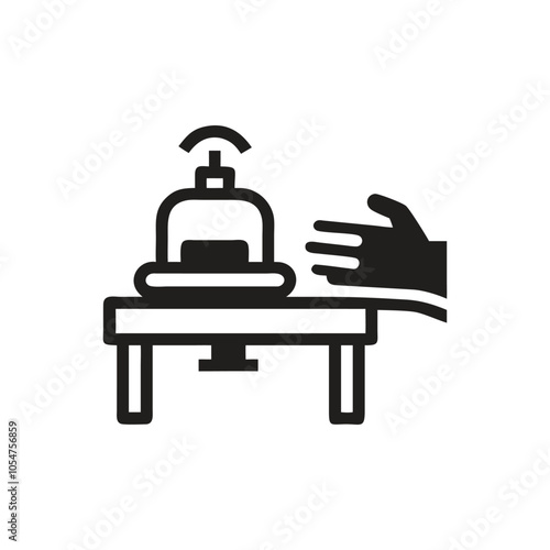 Bell Desk With Hand Icon on white background