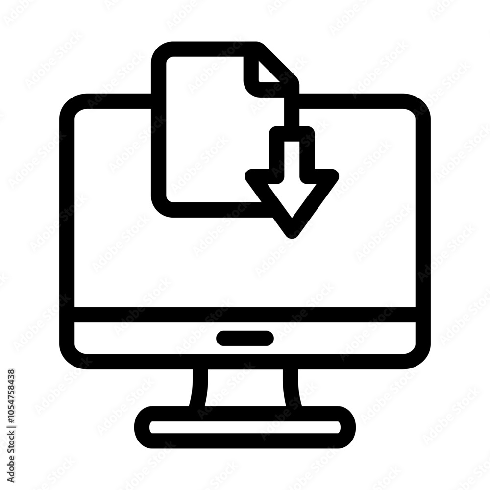 computer elearning down outline style computer elearning down outline style