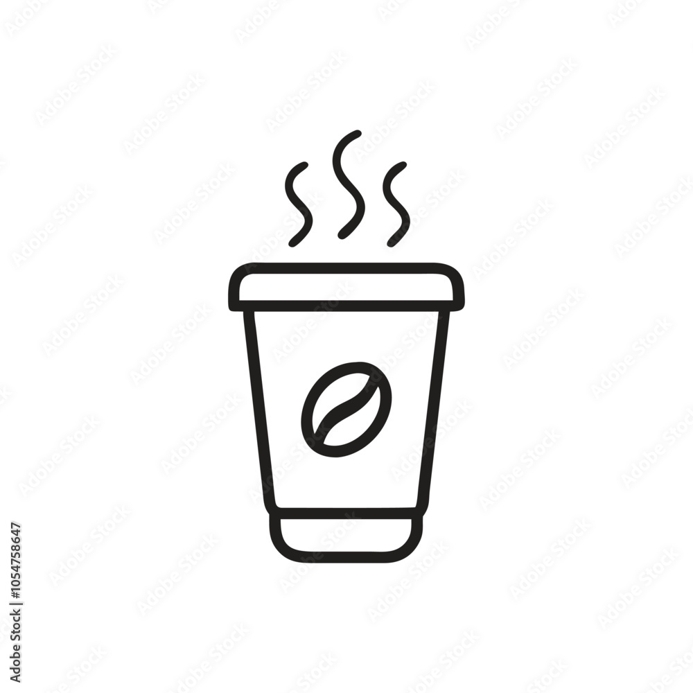Coffee cup with steam icon on white background Coffee cup with steam icon on white background