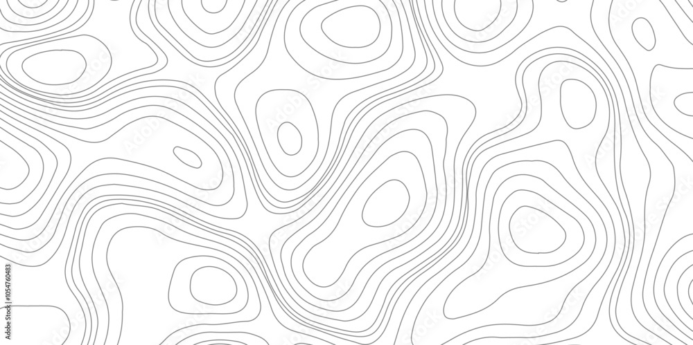 Abstract Topographic Contour Line Pattern in Black and White, Modern design with White background with topographic wavy pattern