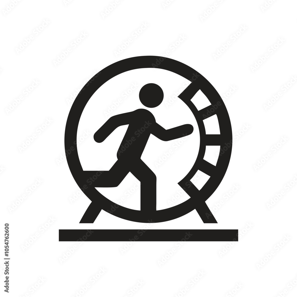 Man running in a wheel on white background Man running in a wheel on white background