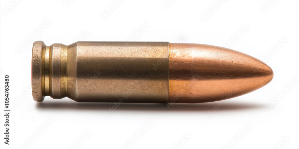 9mm full metal jacket bullet laying on white background 9mm full metal jacket bullet laying on white background
