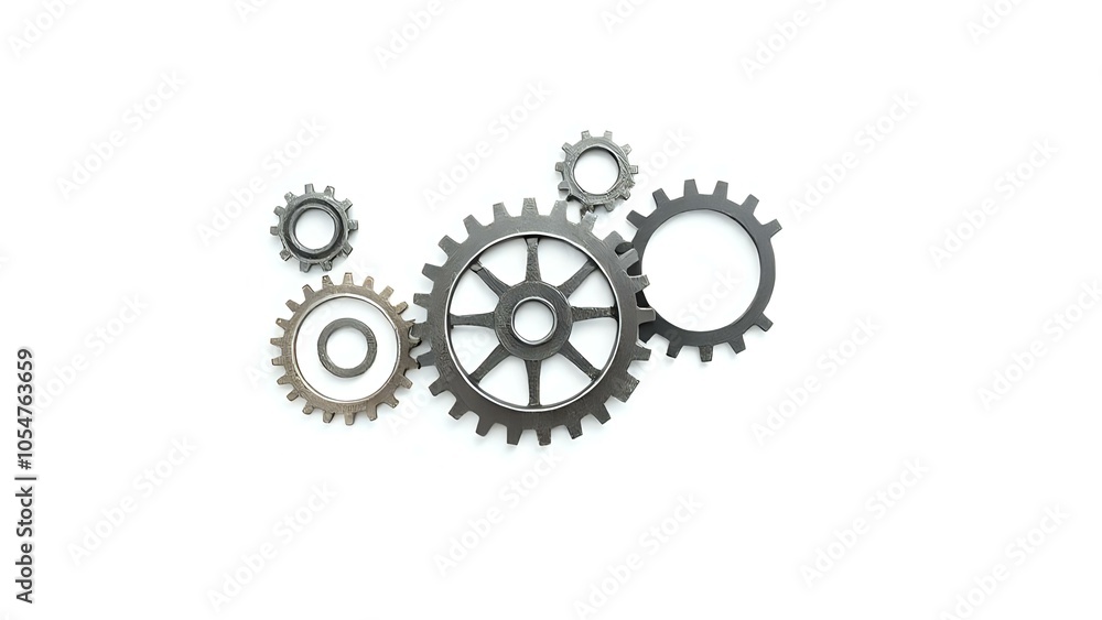 Interlocking Gears on Plain Background Interlocking Gears on Plain Background
