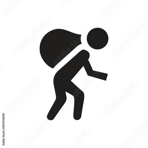Man carries a backpack icon on white background