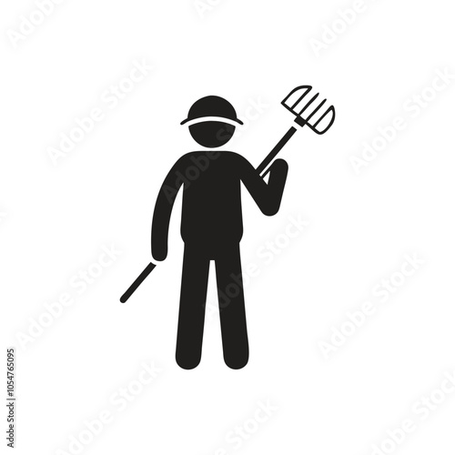 Person raking icon on white background