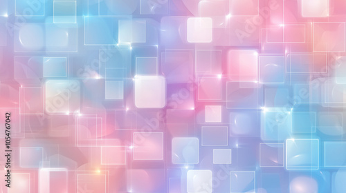 Seamless pattern of softly glowing geometric shapes in pastel hues with smooth color transitions, arranged in a grid. v3