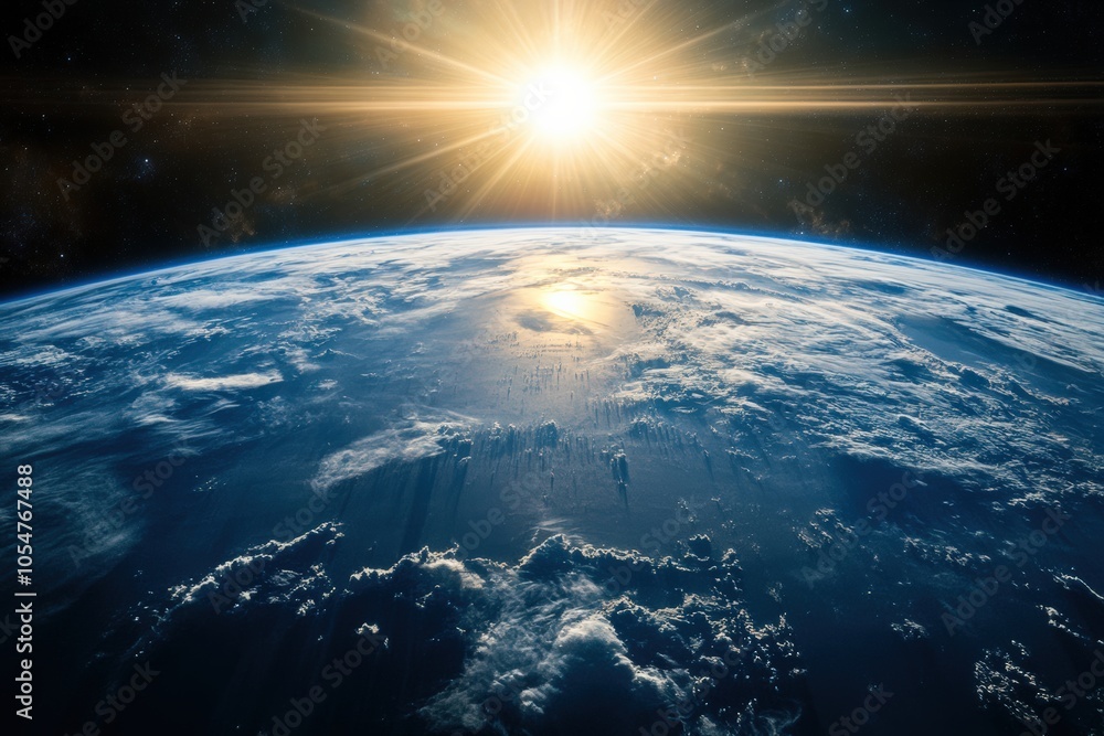 View of the Earth from space, blue planet and deep black space View of the Earth from space, blue planet and deep black space