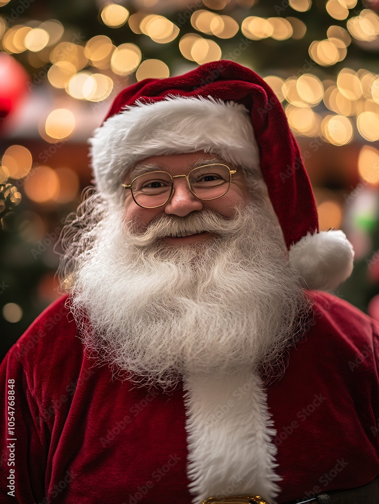 Jolly Santa Claus spreading holiday cheer in traditional festive red and white attire outdoors : Generative AI Jolly Santa Claus spreading holiday cheer in traditional festive red and white attire outdoors : Generative AI