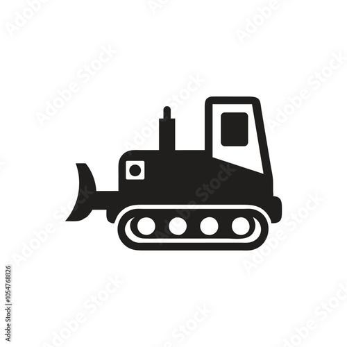 Bulldozer icon on white background