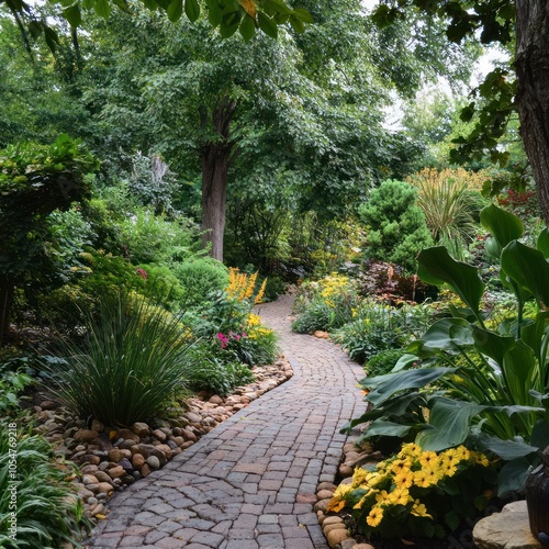 Ornamental garden with exotic plants