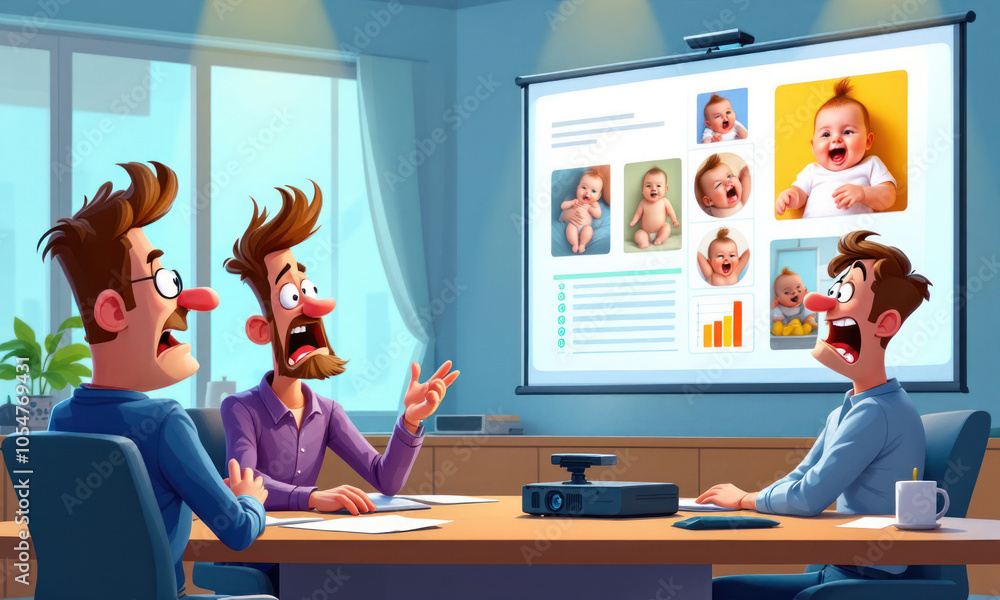 Business Meeting Presentation with Baby Photos Business Meeting Presentation with Baby Photos