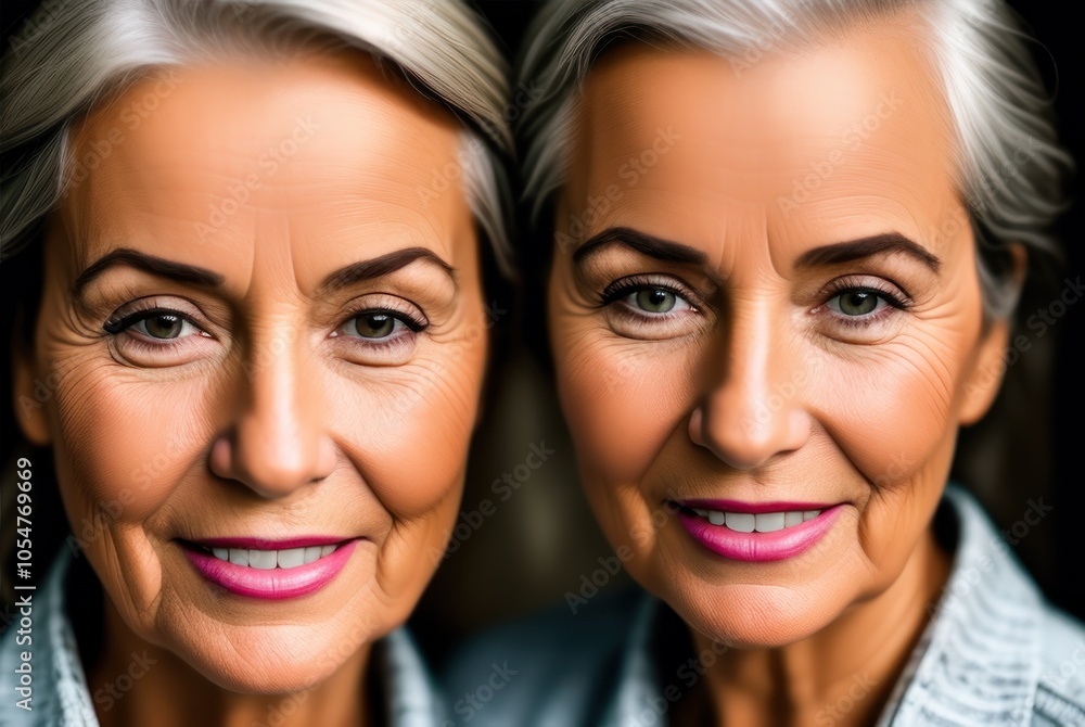 Portrait of two old women. Generative AI Portrait of two old women. Generative AI
