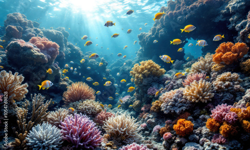 Colorful Fish and Coral Reef Underwater