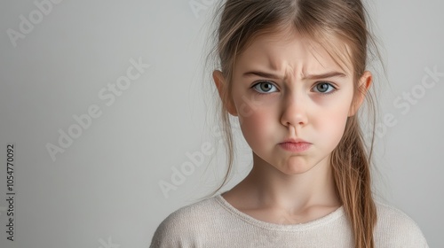 Serious Child Portrait with Expressive Facial Features