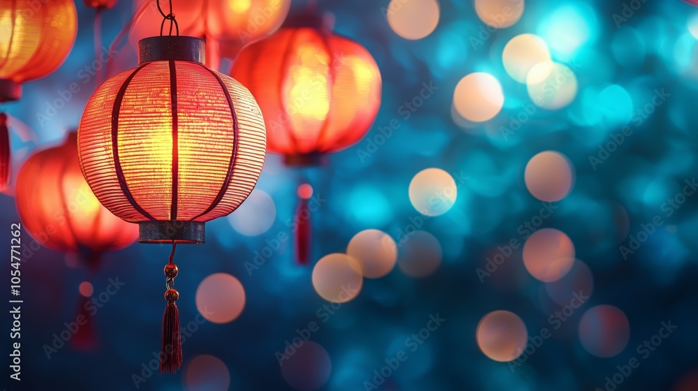 Vibrant Floating Lanterns in Night Sky Vibrant Floating Lanterns in Night Sky