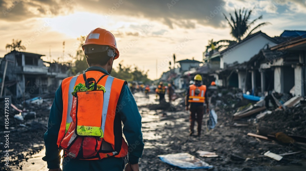 Firefighters in uniform with safety equipment in emergency situation. Firefighter and fireman team in action. Firefighters in uniform with safety equipment in emergency situation. Firefighter and fireman team in action.