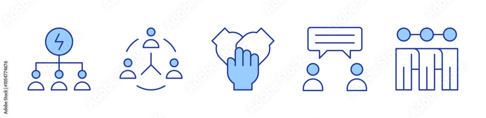 hands, command, teamwork, discussion, network. icon vector illustration. Line Duotone style. Editable stroke hands, command, teamwork, discussion, network. icon vector illustration. Line Duotone style. Editable stroke
