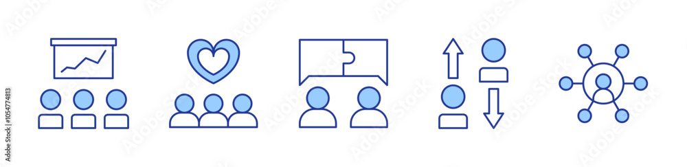 teamwork, graphic, team. icon vector illustration. Line Duotone style. Editable stroke