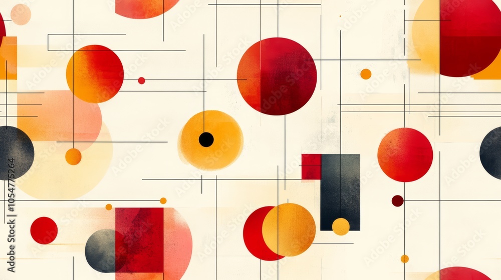 Abstract Seamless Background with Geometric Shapes in Red, Yellow, and Black for Modern Design Projects Abstract Seamless Background with Geometric Shapes in Red, Yellow, and Black for Modern Design Projects