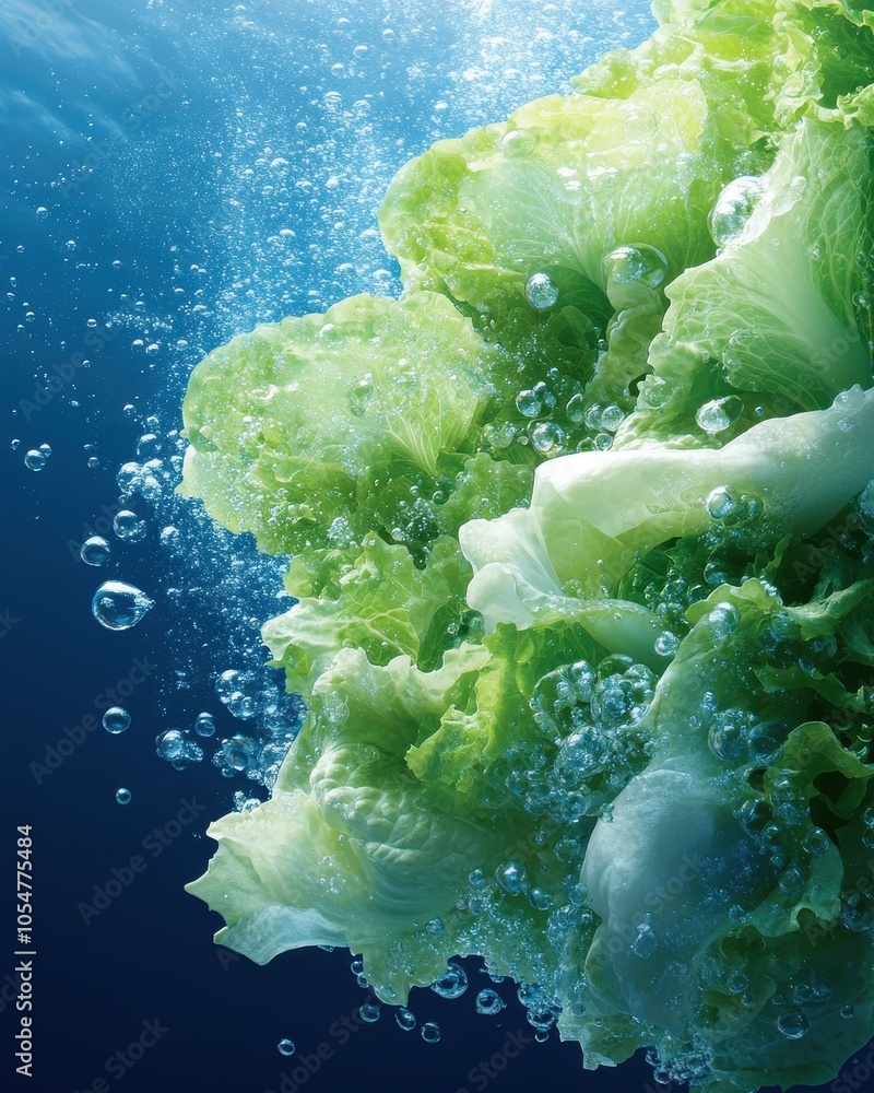 Vibrant Underwater Garden with Bubbles and Green Coral Vibrant Underwater Garden with Bubbles and Green Coral