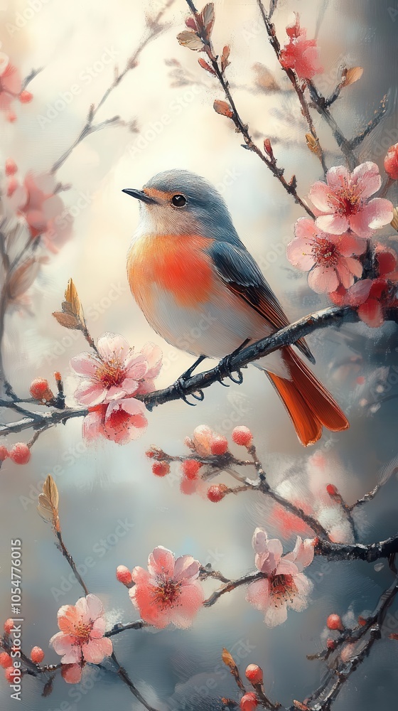 delicate artwork of pastelhued birds perched on elegant branches soft colors blending harmoniously the composition radiates peace inviting viewers into a serene and tranquil world delicate artwork of pastelhued birds perched on elegant branches soft colors blending harmoniously the composition radiates peace inviting viewers into a serene and tranquil world
