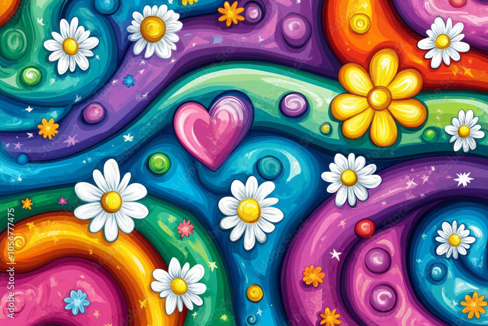 Colorful Psychedelic Swirl: A Journey Through Abstract Floral Designs