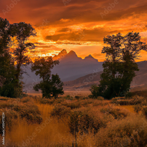 sunset in the mountains