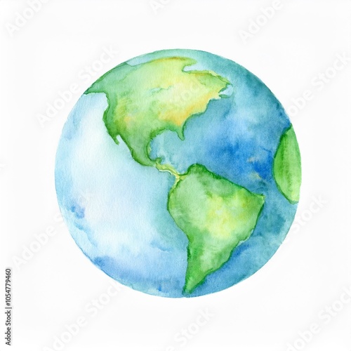 hand drawn paint watercolor earth isolated on white