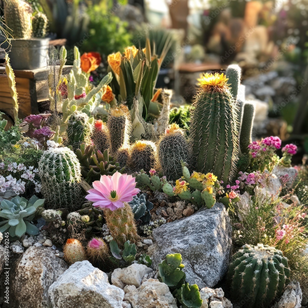 Desert garden with cacti and succulents Desert garden with cacti and succulents