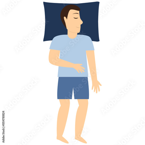 Man Sleeping Position Illustration. Flat Cartoon Vector Character.