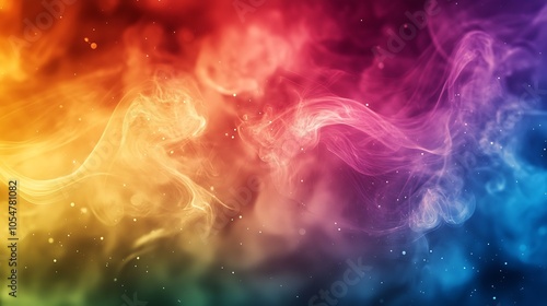 Ethereal and Whimsical Smoke Clouds Displaying Rainbow Colors in a Dreamlike Setting : Generative AI