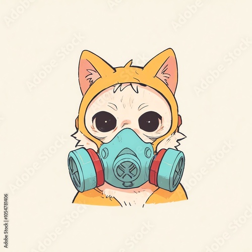 Cute Cat in a Gas Mask photo