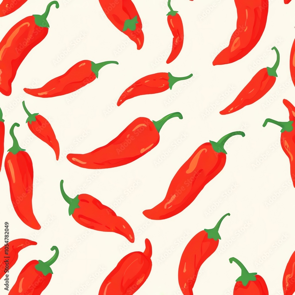 Red Chili Peppers Seamless Pattern Red Chili Peppers Seamless Pattern