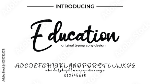 Education Font Stylish brush painted an uppercase vector letters, alphabet, typeface