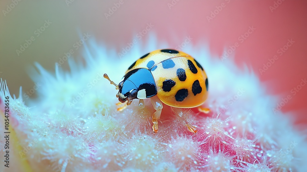 Fototapeta premium CloseUp of Colorful Ladybug on Flower for Nature and Animal Enthusiasts and Macro Photography Lovers : Generative AI
