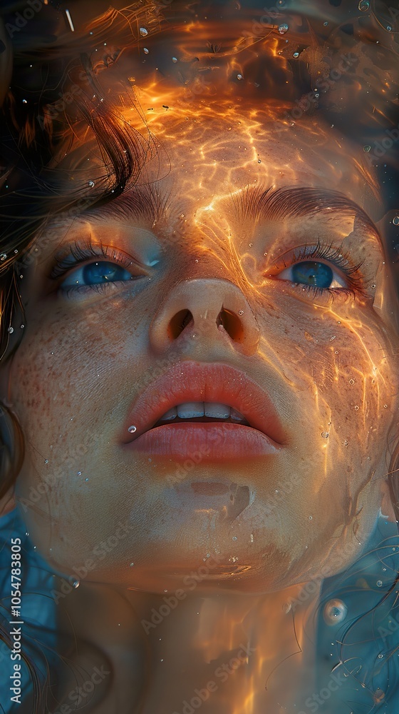 Woman Underwater Portrait: Sunlight and Water Woman Underwater Portrait: Sunlight and Water