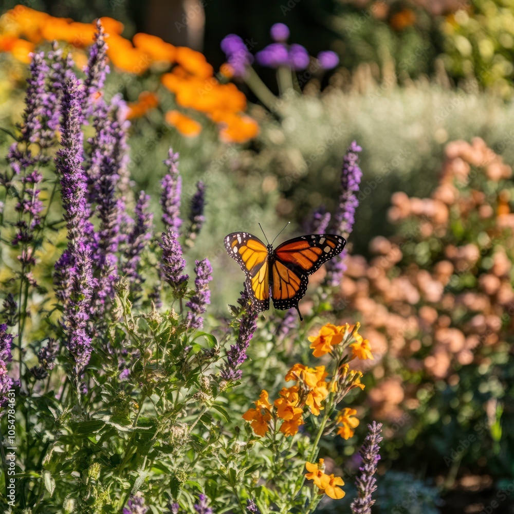 Obraz premium Butterfly garden with pollinator plants
