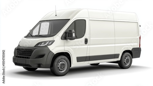 White Delivery Van Isolated on White Background Commercial Vehicle Transportation