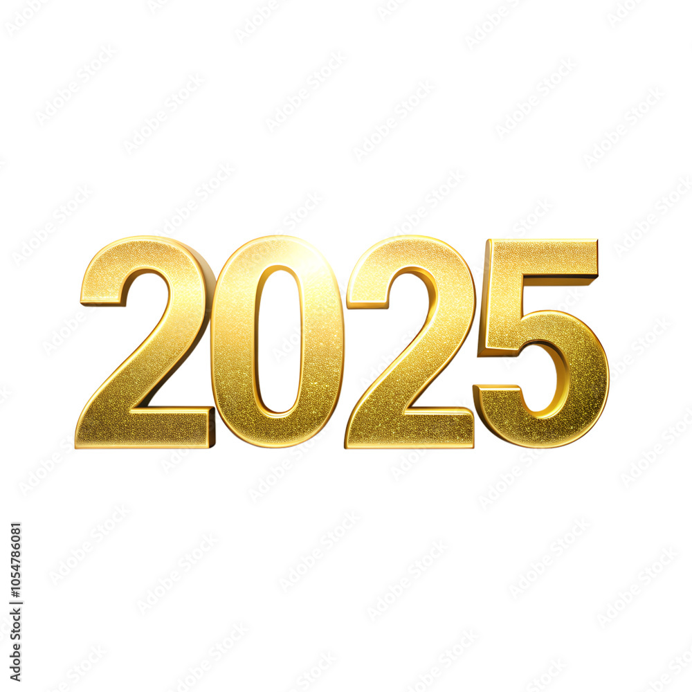2025 in gold text on a transparent background | new year concept 2025 in gold text on a transparent background | new year concept
