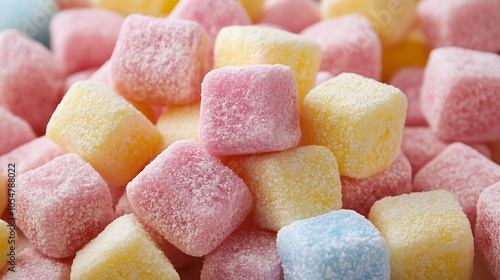 Assorted Pastel Colored Sugar Cubes in a Pile for Confectionery Art : Generative AI