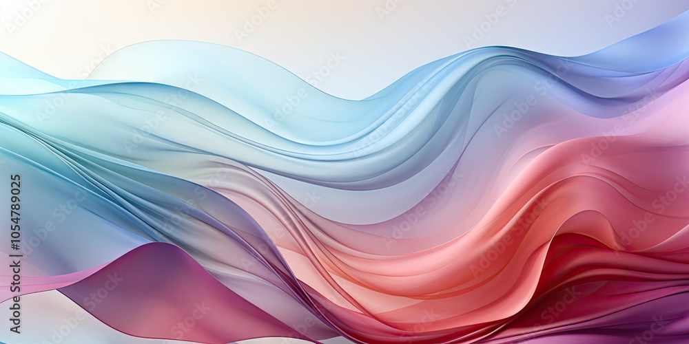 Abstract background with flowing, translucent waves in shades of blue and pink. Abstract background with flowing, translucent waves in shades of blue and pink.