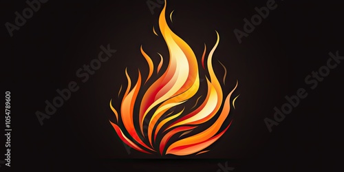 Fiery abstract flame illustration against a dark background.