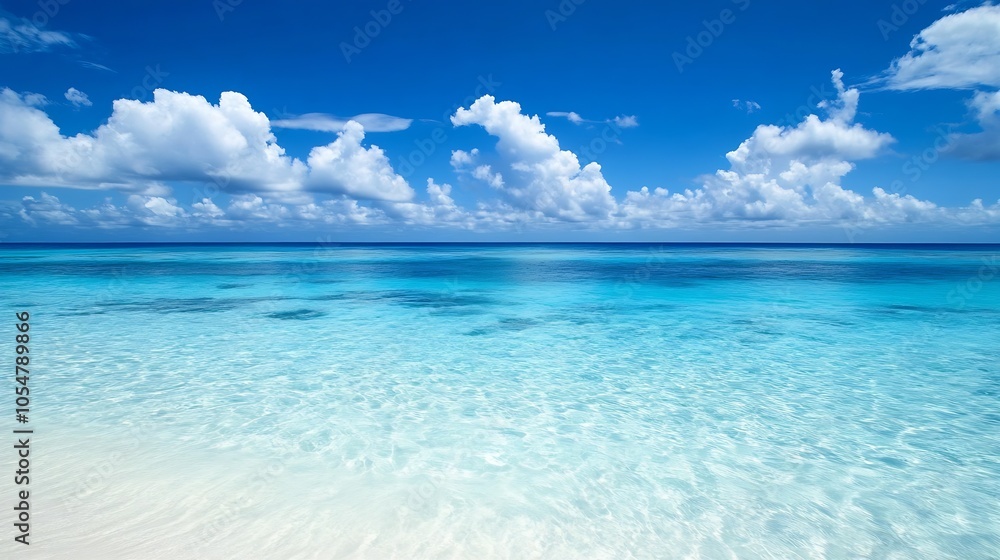Crystal Clear Turquoise Ocean Waves Gently Rolling onto a Pristine White Sand Beach : Generative AI Crystal Clear Turquoise Ocean Waves Gently Rolling onto a Pristine White Sand Beach : Generative AI