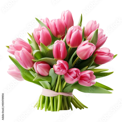Elegant Bouquet of Fresh Pink Tulips for Spring, Romance, and Special Occasions PNG Icon on transparent background
