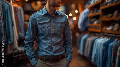 Man Shopping for Clothes in a Fashionable Store