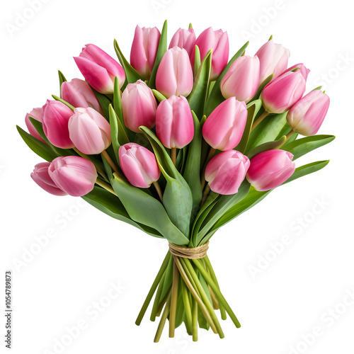 Elegant Bouquet of Fresh Pink Tulips for Spring, Romance, and Special Occasions PNG Icon on transparent background