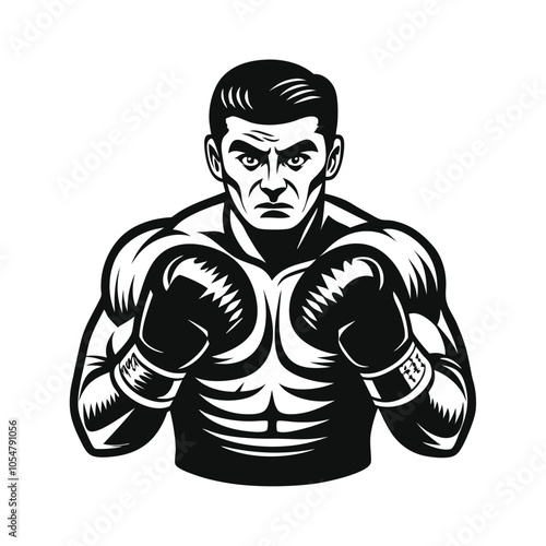 Boxing Player vector silhouette.