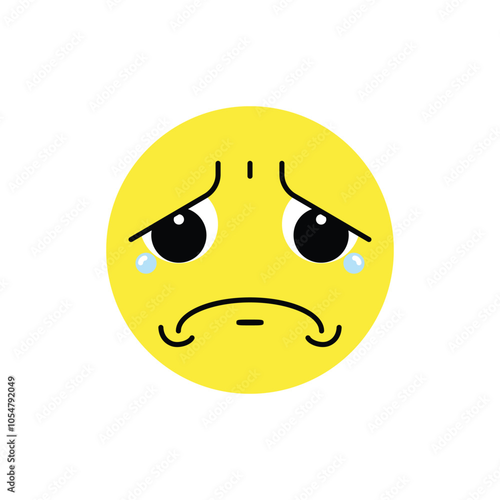 Sad , depressed and miserable emoji face with tears. Vector illustration. Sad , depressed and miserable emoji face with tears. Vector illustration.