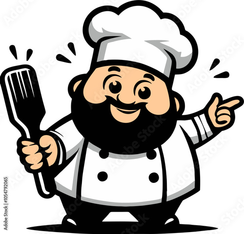 a cute bearded chef mascot