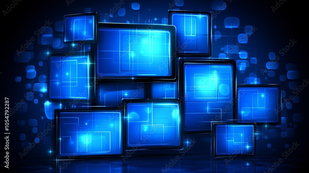 Abstract blue background, modern geometric design with overlapping squares and subtle texture for tech corporate projects Abstract blue background, modern geometric design with overlapping squares and subtle texture for tech corporate projects